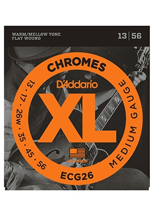 D&#039;Addario ECG26 XL Chromes Flat Wound Medium 다다리오 크롬 플랫 와운드 리본 일렉기타줄 미디엄 (013-056 국내정식수입품)