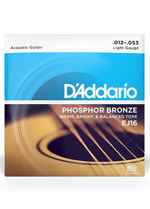 D&#039;Addario EJ16 Phosphor Bronze Light 다다리오 파스퍼 브론즈 어쿠스틱 기타줄 라이트 (012-053 국내정식수입품 당일발송)