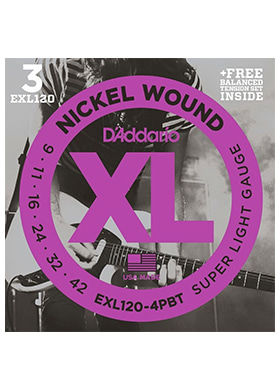 D&#039;Addario EXL120-4PBT XL Nickel Wound Super Light 다다리오 니켈 일렉기타줄 슈퍼 라이트 4팩 세트 (009-042 국내정식수입품)
