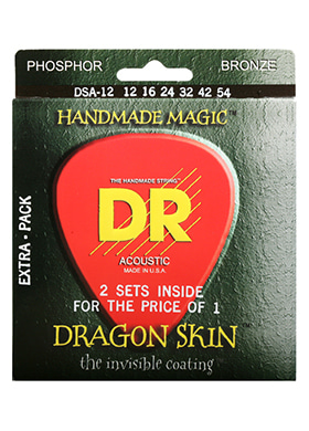[2세트] DR DSA2-12 Dragon Skin Light 디알 드래곤 스킨 더 인비저블 코팅 어쿠스틱 기타줄 라이트 (012-054 국내정식수입품)