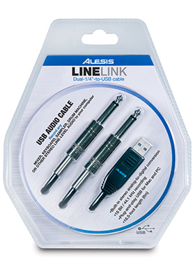 Alesis LineLink Dual-1/4&quot;-to-USB-Cable 알레시스 라인링크 듀얼 TS 투 USB 케이블 오디오 인터페이스 (국내정식수입품)