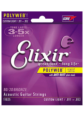 Elixir 11025 Acoustic 80/20 Bronze Polyweb Custom Light 엘릭서 어쿠스틱 브론즈 폴리웹 어쿠스틱 기타줄 커스텀 라이트 (011-052 국내정식수입품)