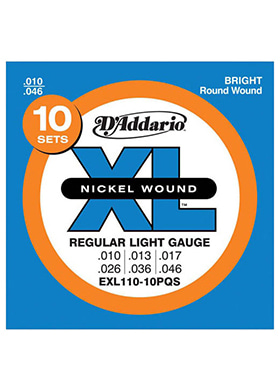 D&#039;Addario EXL110-10PQS XL Nickel Round Wound 10 Sets Regular Light 다다리오 니켈 일렉기타줄 레귤러 라이트 10세트 (010-046 국내정식수입품)