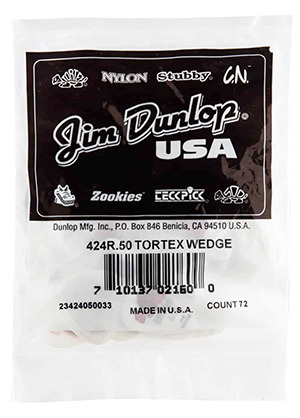 [일시품절] Dunlop 424R Tortex Wedge 0.50mm Red Pack 던롭 톨텍스 웨지 기타피크 레드 팩 (72개/1팩 국내정식수입품)