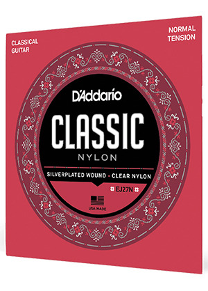 [일시품절] D&#039;Addario EJ27N Silver Plated Clear Nylon Classical Guitar Strings Normal Tension 다다리오 실버 플레이티드 클리어 나일론 클래식 기타줄 노멀 텐션 (028-043 국내정식수입품)