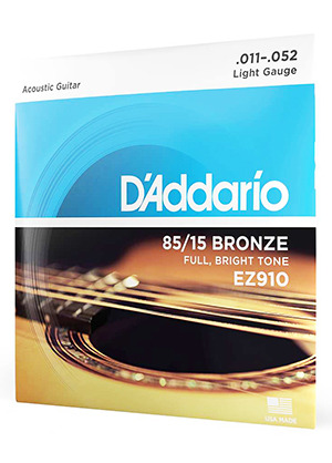 [일시품절] D&#039;Addario EZ910 85/15 Bronze Light 다다리오 브론즈 어쿠스틱 기타줄 라이트 (011-052 국내정식수입품)