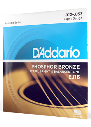 [일시품절] D&#039;Addario EJ16 Phosphor Bronze Light 다다리오 파스퍼 브론즈 어쿠스틱 기타줄 라이트 (012-053 국내정식수입품)
