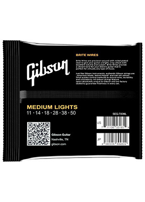 [일시품절] Gibson SEG-700ML Brite Wires Nickel Plated Steel Wound Medium Light 깁슨 브라이트 와이어스 니켈 일렉기타줄 미디엄 라이트 (011-050 국내정식수입품)