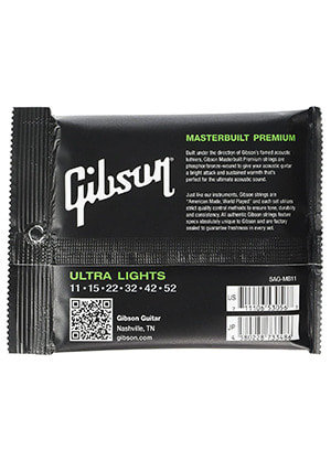[일시품절] Gibson SAG-MB11 Masterbuilt Premium Phosphor Bronze Wound Ultra Light 깁슨 마스터빌트 프리미엄 파스퍼 브론즈 어쿠스틱 기타줄 (011-052 국내정식수입품)