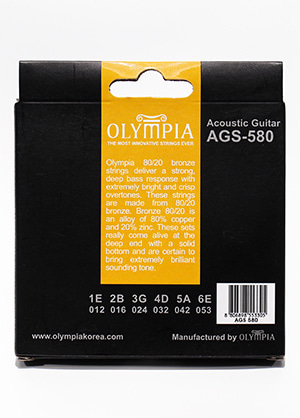 [일시품절] Olympia AGS-580 80/20 Bronze Acoustic Guitar Strings Light 올림피아 브론즈 어쿠스틱 기타줄 라이트 (012-053 국내정품)