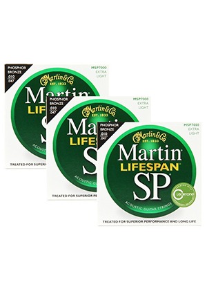 Martin MSP7000 Phosphor Bronze SP Lifespan Acoustic Guitar Strings Extra Light 3 Pack 마틴 파스퍼 브론즈 라이프스판 어쿠스틱 기타줄 엑스트라 라이트 (3개/1세트 010-047 국내정식수입품)