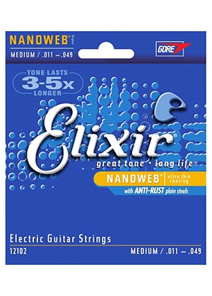 Elixir 12102 Nanoweb Electric Guitar Strings Medium 엘릭서 나노웹 일렉기타줄 미디엄 (011-049 국내정식수입품 당일발송)