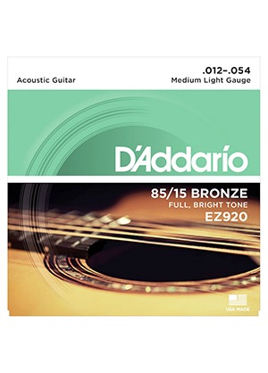 [일시품절] D&#039;Addario EZ920 85/15 Bronze Medium Light 다다리오 브론즈 어쿠스틱 기타줄 미디엄 라이트 (012-054 국내정식수입품)