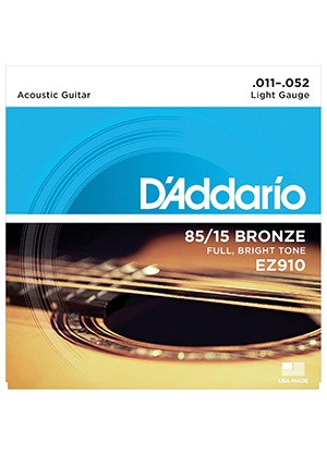 [일시품절] D&#039;Addario EZ910 85/15 Bronze Light 다다리오 브론즈 어쿠스틱 기타줄 라이트 (011-052 국내정식수입품)