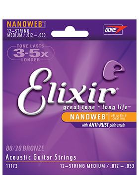 [일시품절] Elixir 11172 Acoustic 80/20 Bronze Nanoweb 12-String Medium 엘릭서 어쿠스틱 브론즈 나노웹 12현 어쿠스틱 기타줄 미디엄 (012-053 국내정식수입품)