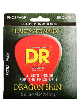 DR DSA-11 Dragon Skin Custom Light 디알 드래곤 스킨 더 인비저블 코팅 어쿠스틱 기타줄 커스텀 라이트 (011-050 국내정식수입품)