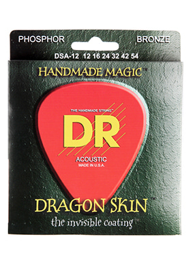 DR DSA-12 Dragon Skin Light 디알 드래곤 스킨 더 인비저블 코팅 어쿠스틱 기타줄 (012-054 국내정식수입품)