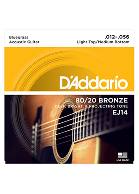 [일시품절] D&#039;Addario EJ14 80/20 Bronze Bluegrass Light Top Medium Bottom 다다리오 브론즈 블루글래스 어쿠스틱 기타줄 라이트탑 미디엄 바텀 (012-056 국내정식수입품)