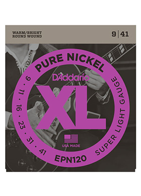 D&#039;Addario EPN120 Pure Nickel Super Light 다다리오 퓨어 니켈 일렉기타줄 슈퍼 라이트 (009-041 국내정식수입품)