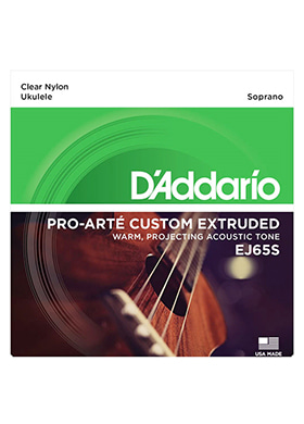D&#039;Addario EJ65S Custom Extruded Clear Nylon Ukulele Soprano 다다리오 커스텀 익스트루더 클리어 나일론 우쿨렐레줄 소프라노 (024-028 국내정식수입품)
