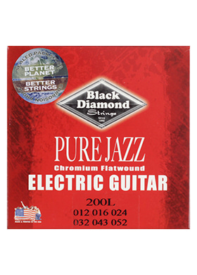 [일시품절] Black Diamond 200L Pure Jazz Chromium Flatwound Light 블랙다이아몬드 퓨어 재즈 크로미엄 플랫와운드 일렉기타줄 라이트 (012-052 국내정식수입품)