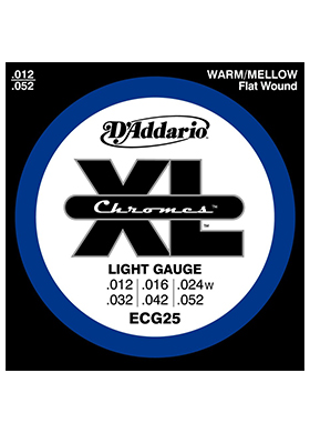 D&#039;Addario ECG25 XL Chromes Flat Wound Light 다다리오 크롬 리본 일렉기타줄 (012-052 국내정식수입품)