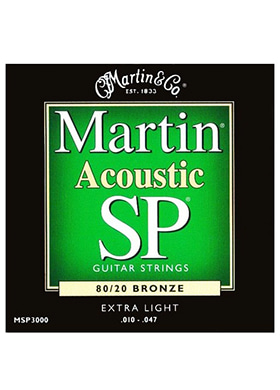 Martin MSP3000 80/20 Bronze SP Acoustic Guitar Strings Extra Light 마틴 브론즈 어쿠스틱 기타줄 (010-047 국내정식수입품)