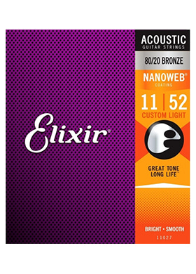 Elixir 11027 Acoustic 80/20 Bronze Nanoweb Custom Light 엘릭서 어쿠스틱 브론즈 나노웹 어쿠스틱 기타줄 (011-052 국내정식수입품)