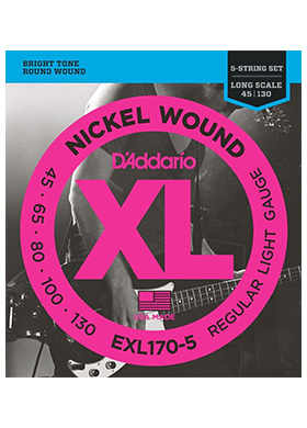 D&#039;Addario EXL170-5 XL Nickel Round Wound Long Scale 5-String Regular Light  다다리오 니켈 5현 베이스줄 (045-130 국내정식수입품)