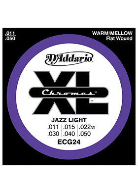 D&#039;Addario ECG24 XL Chromes Flat Wound Jazz Light 다다리오 크롬 리본 재즈 일렉기타줄 (011-050 국내정식수입품)