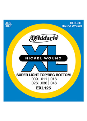 D&#039;Addario EXL125 XL Nickel Wound Super Light Top/Regular Bottom 다다리오 니켈 슈퍼 라이트 탑/레귤러 바텀 일렉기타줄 (009-046 국내정식수입품)