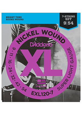 [일시품절] D&#039;Addario EXL120-7 XL Nickel Round Wound Super Light 7-String 다다리오 니켈 7현 일렉기타줄 (009-054 국내정식수입품)