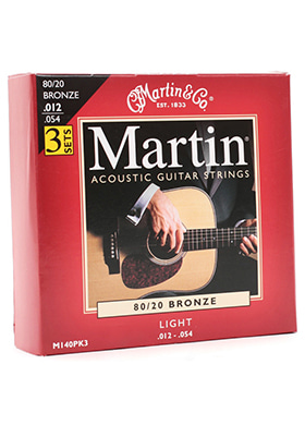 Martin M140PK3 Acoustic Guitar Strings 0/20 Bronze Light 3 Sets 마틴 브론즈 어쿠스틱 기타줄 라이트 쓰리세트 (012-054 국내정식수입품)