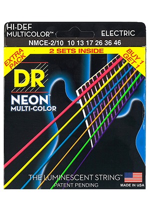 [2세트] DR NMCE2-10 Neon Multi-Color 디알 네온 멀티 컬러 루미네센트 일렉기타줄 미디엄 (010-046 국내정식수입품)