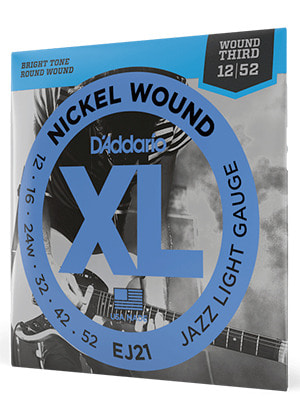D&#039;Addario EJ21 XL Nickel Wound Jazz Light 다다리오 니켈 일렉기타줄 재즈 라이트 (012-052 국내정식수입품)