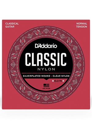 [일시품절] D&#039;Addario EJ27N Silver Plated Clear Nylon Classical Guitar Strings Normal Tension 다다리오 실버 플레이티드 클리어 나일론 클래식 기타줄 노멀 텐션 (028-043 국내정식수입품)