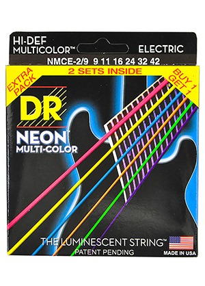 [2세트] DR NMCE2-9 Neon Multi-Color 디알 네온 멀티 컬러 더 루미네센트 일렉기타줄 라이트 (009-042 국내정식수입품)