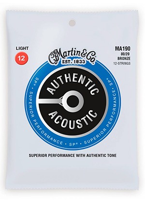 Martin MA190 Authentic 80/20 Bronze 12 Strings Acoustic Guitar Strings Light 마틴 어센틱 브론즈 어쿠스틱 12현 기타줄 라이트 (010-047 국내정식수입품)