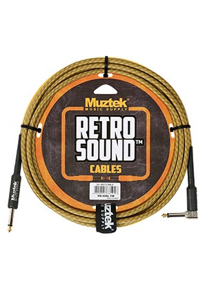 [일시품절] Muztek RS-300L TW Retro Sound Cable Tweed 뮤즈텍 레트로 사운드 기타 베이스 케이블 트위드 (ㄱ자→일자, 3m 국내정품)