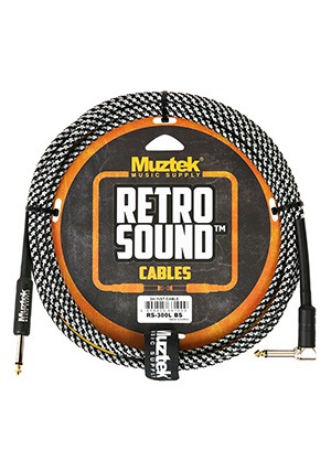Muztek RS-300L BS Retro Sound Cable Black Silver 뮤즈텍 레트로 사운드 기타 베이스 케이블 블랙 실버 (ㄱ자→일자, 3m 국내정품)