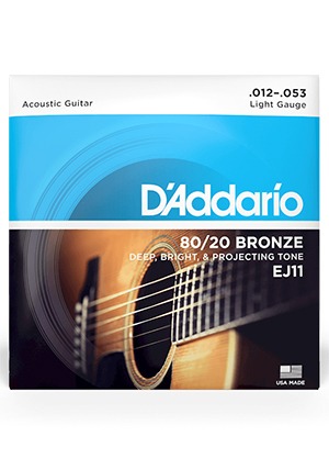 [일시품절] D&#039;Addario EJ11 80/20 Bronze Light 다다리오 브론즈 어쿠스틱 기타줄 라이트 (012-053 국내정식수입품)