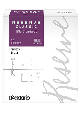 D&#039;Addario DCT1025 Reserve Classic Bb Clarinet Reeds (강도 2.5, 10개/1팩 국내정식수입품)
